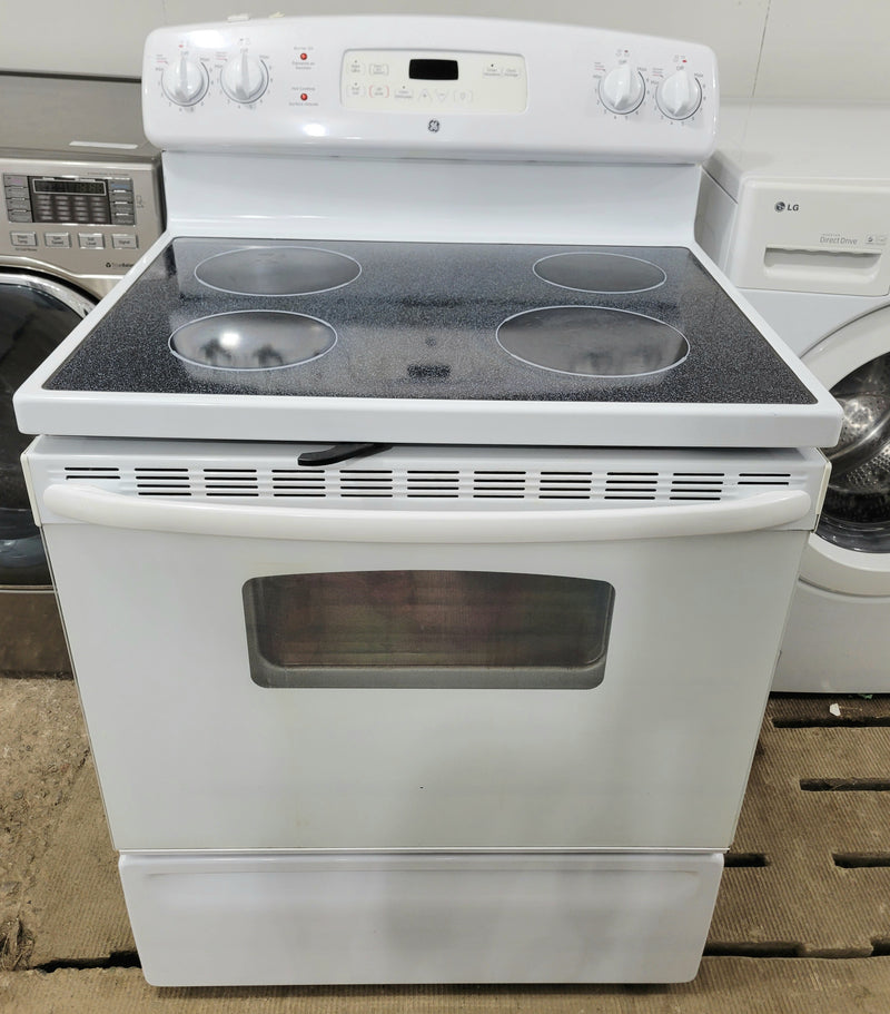 GE 30" Wide White Glass Top Stove, Free 60 Day Warranty