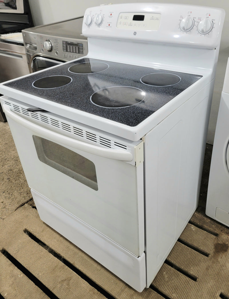 GE 30" Wide White Glass Top Stove, Free 60 Day Warranty
