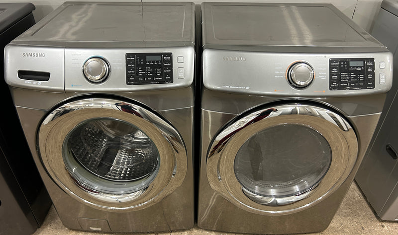 Samsung 27" Wide Stainless Steel Stackable Front Load Matching Washer and Dryer Set, Free 60 Day Warranty