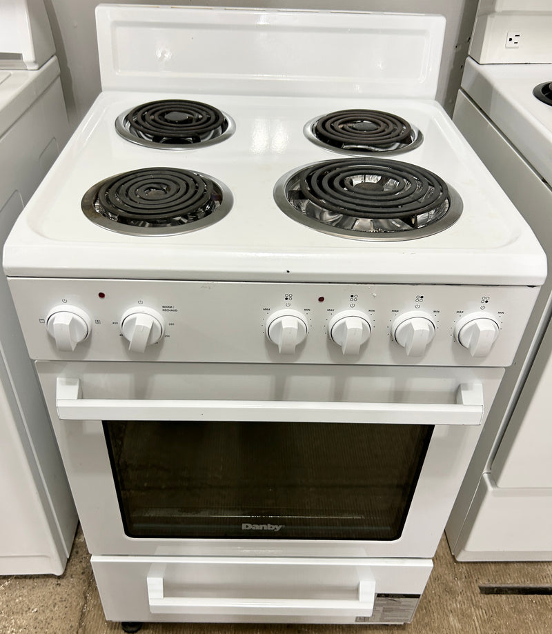 Danby 24" Wide White Apartment Size Coil Top Stove, Free 60 Day Warranty