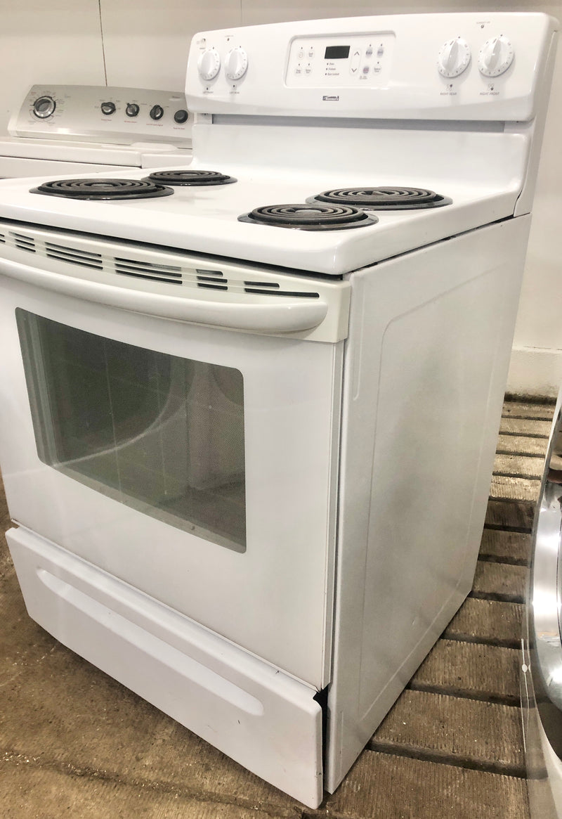 Kenmore 30" Wide White Coil Top Stove, Free 60 Day Warranty