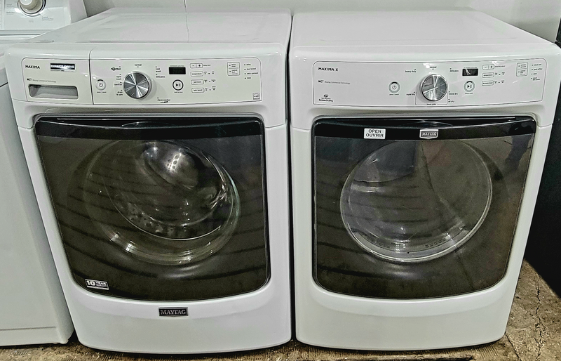 Maytag 27'' Wide Matching White Stackable Washer and Dryer Set, Free 60 Day Warranty