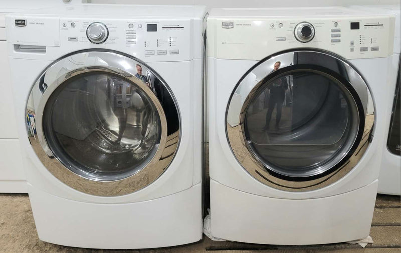 Maytag 27" Wide White Matching Front Load Stackable Washer and Dryer Set, Free 60 Day Warranty