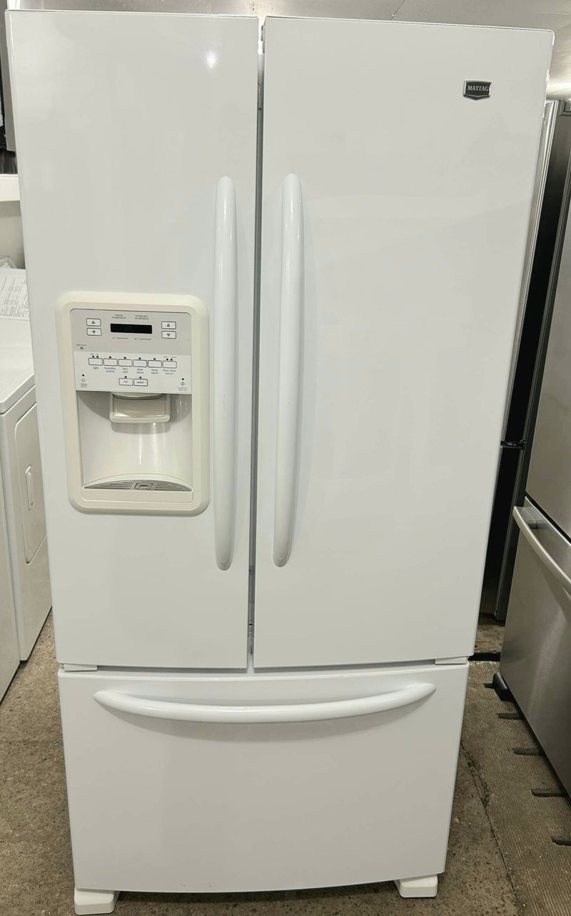 Maytag 33" Wide White French Door Fridge with Water and Ice Dispenser, Free 60 Day Warranty